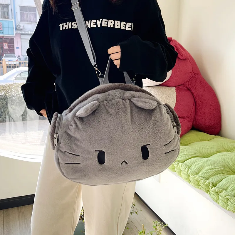 XIANGSU Plush Backpack Unisex Gray-2