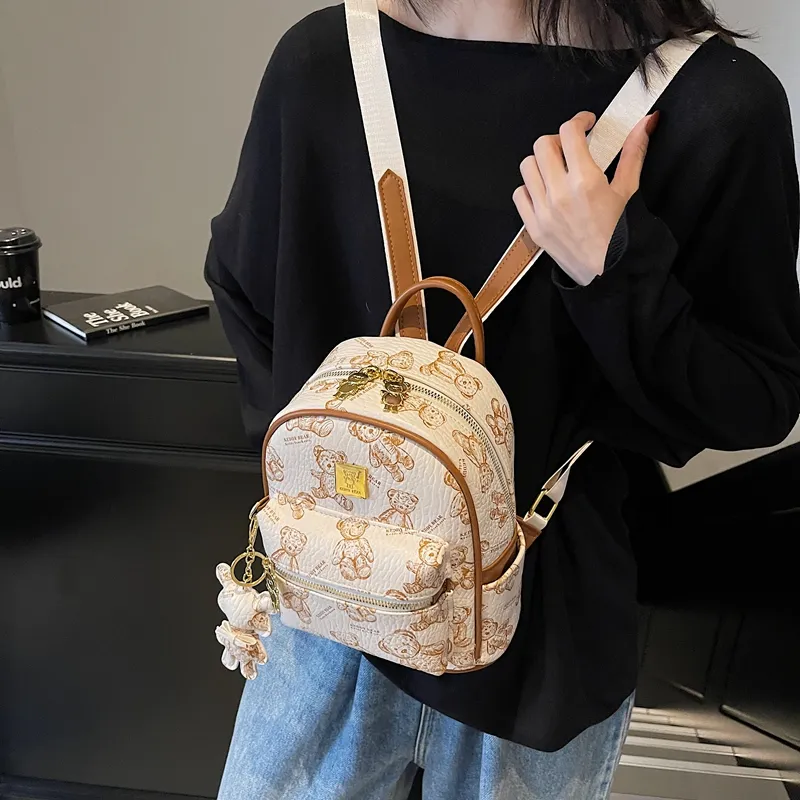 XIANGSU PU Backpack Women's Ecru/Pink/Black/Brown-1