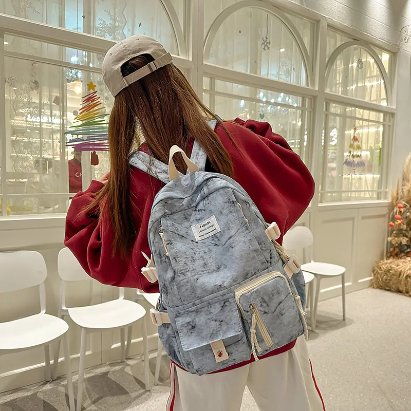 XIANGSU Nylon Backpack Unisex Blue/Red/Black/White-3