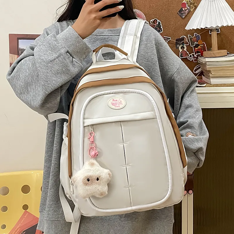 XIANGSU Nylon Backpack Women's Yellow/Pink/White/Black-12