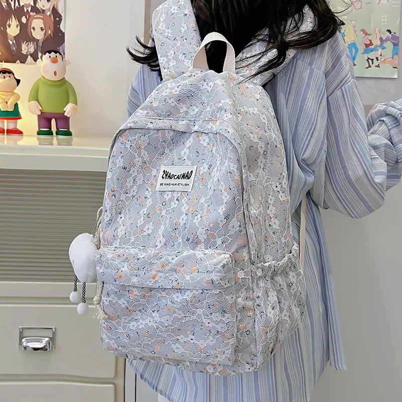 XIANGSU Polyester Backpack Women's Blue/White/Black-1