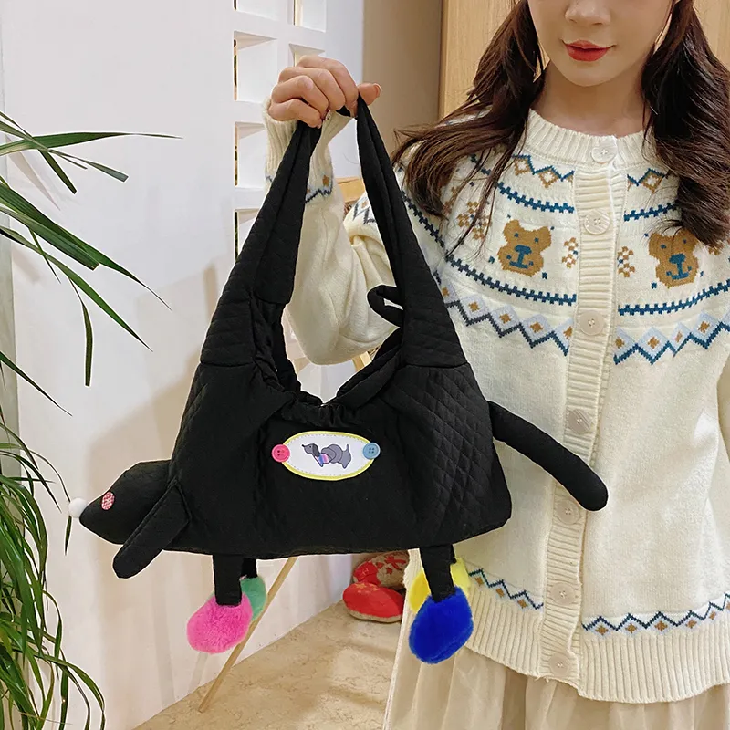 XIANGSU Nylon Shoulder Bag Women's White/Black-10