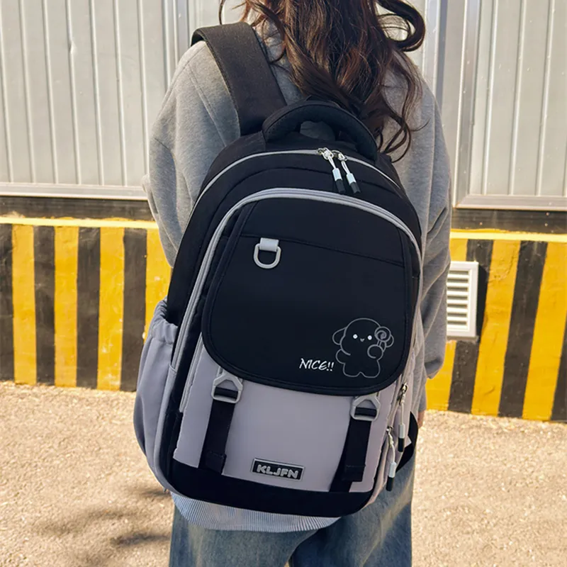 XIANGSU Oxford Backpack Unisex Pink/Brown/Green/Purple/White & Black/Gray & Black-21