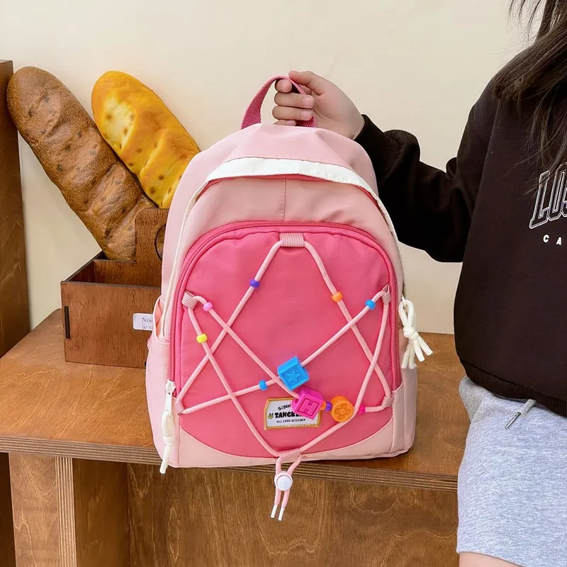 XIANGSU Nylon Backpack Unisex Light Blue/Beige/Pink/Purple/Dark Blue-12