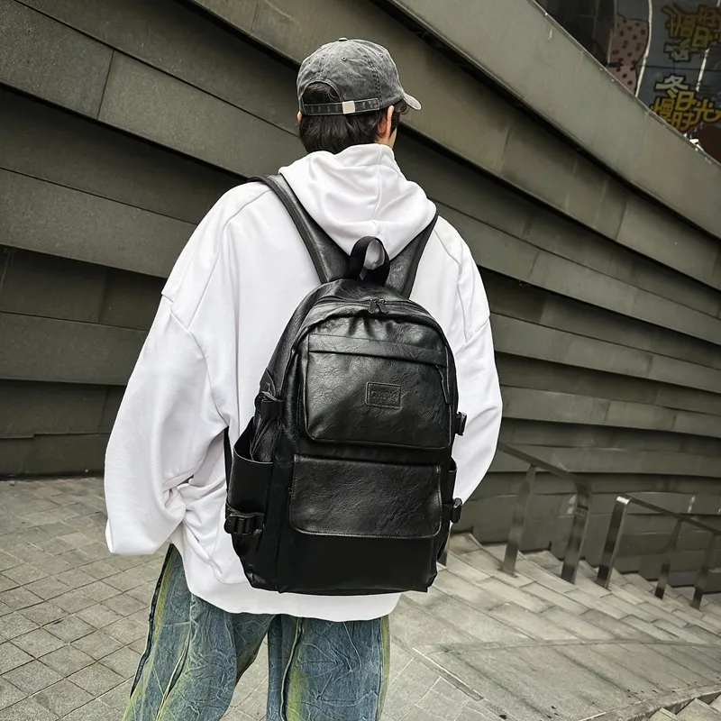 XIANGSU Pu Backpack Men's Black/Brown-1
