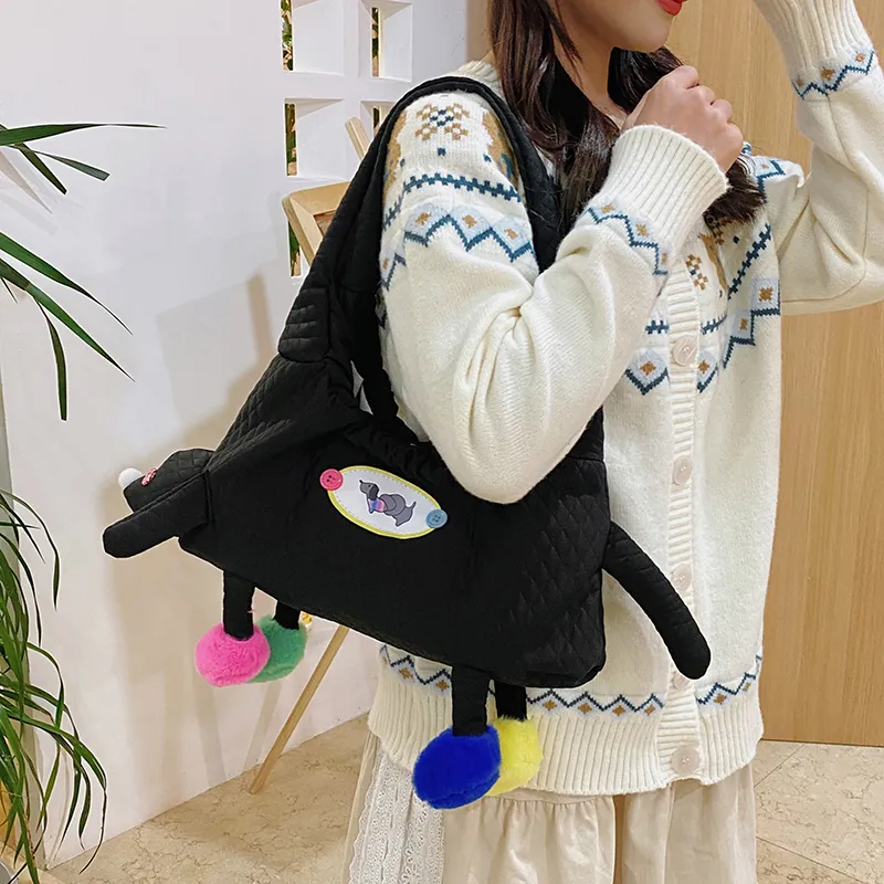 XIANGSU Nylon Shoulder Bag Women's White/Black-9