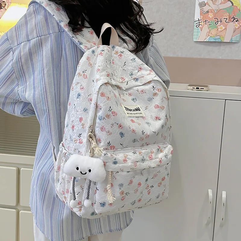 XIANGSU Polyester Backpack Women's Blue/White/Black-7