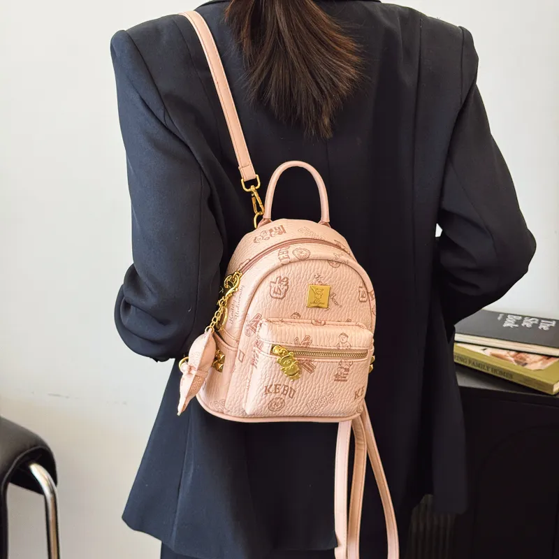 XIANGSU PU Backpack Women's Pink/White/Brown/Black-4