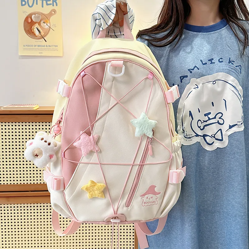 XIANGSU Nylon Backpack Large Size Unisex Multicolor-12