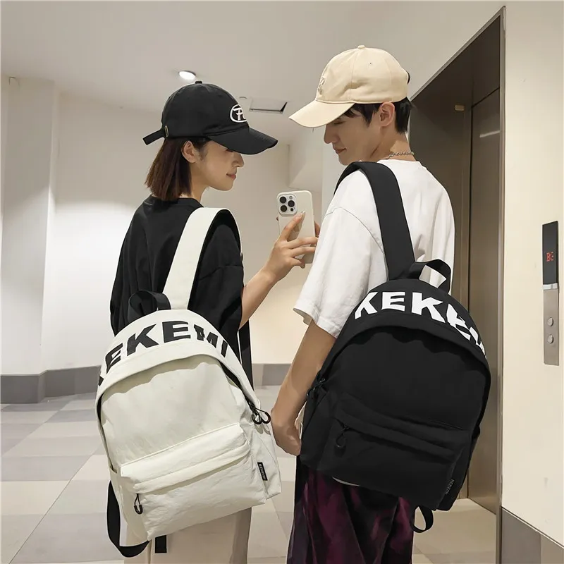 XIANGSU Nylon Backpack Unisex White/Black/Orange/Green/Purple-17