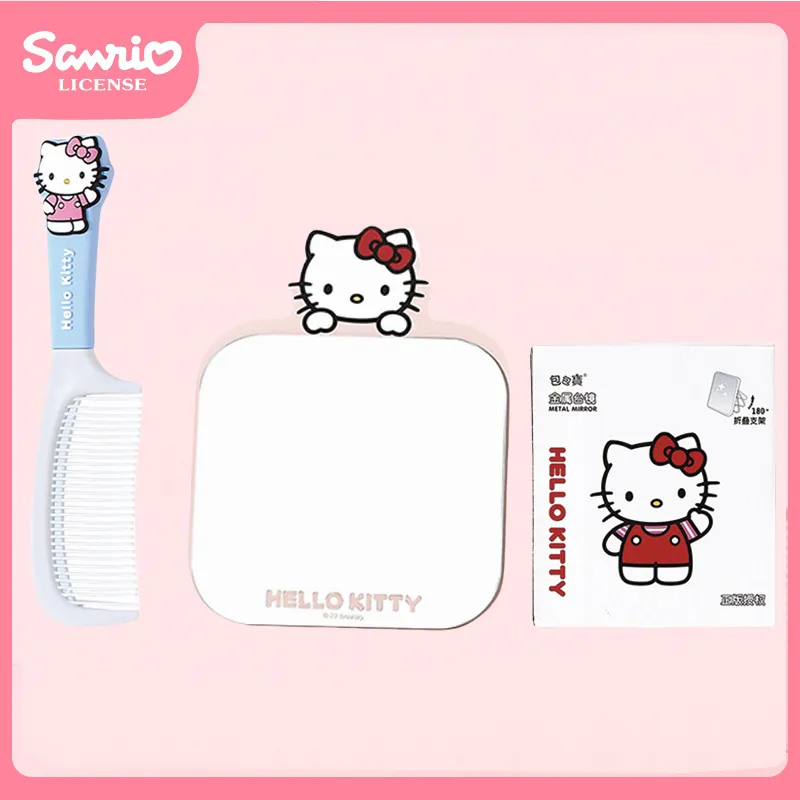 ALL SERIES x Sanrio Cartoon Iron Metal Mirror Comb Set Dormitory Essentials Dormitory Home Use Bedroom Desktop-48