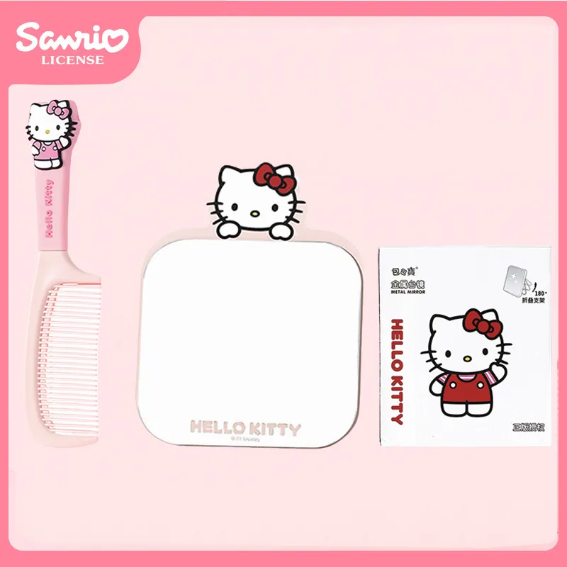 ALL SERIES x Sanrio Cartoon Iron Metal Mirror Comb Set Dormitory Essentials Dormitory Home Use Bedroom Desktop-41