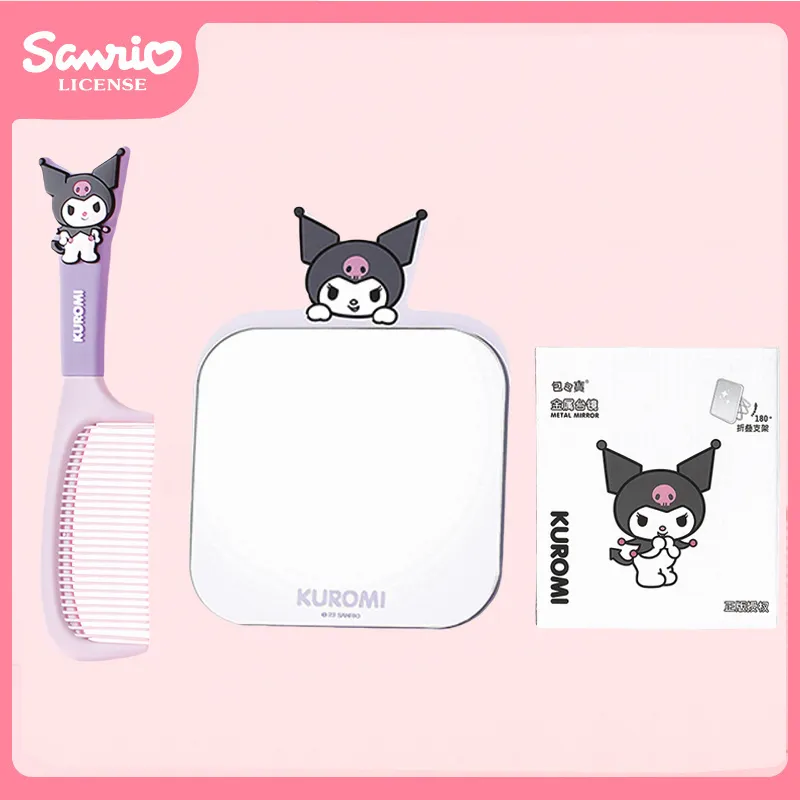 ALL SERIES x Sanrio Cartoon Iron Metal Mirror Comb Set Dormitory Essentials Dormitory Home Use Bedroom Desktop-13