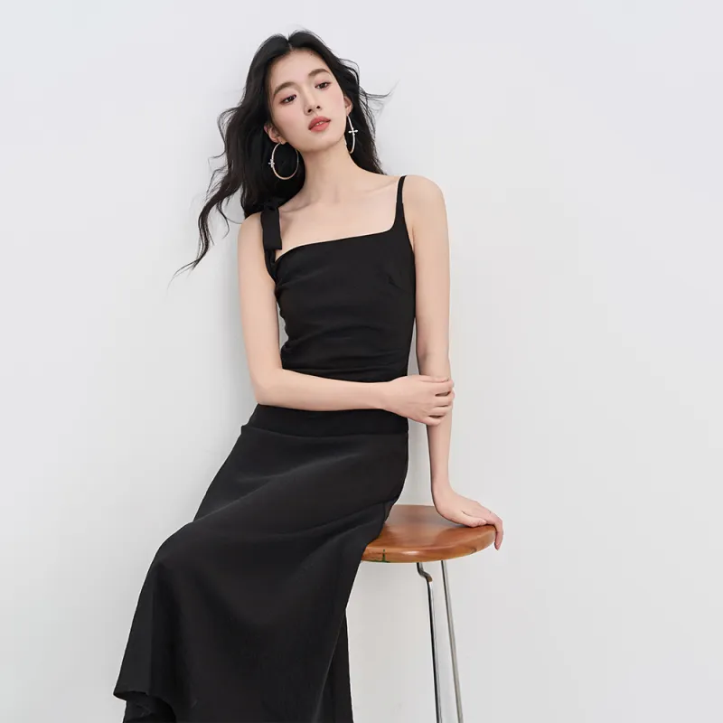 ERIRI Slip Dresses Women's Black-2