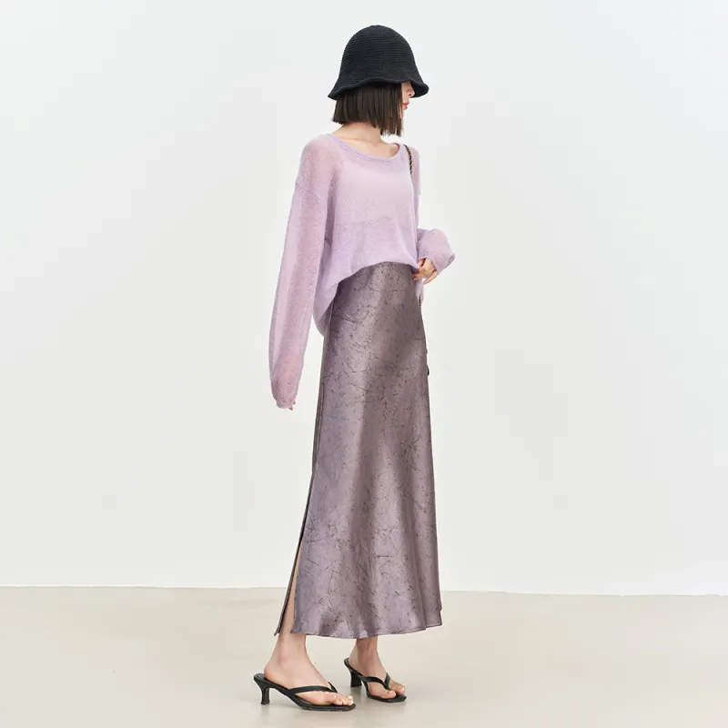 ERIRI Casual Long Skirt Women's Apricot-7