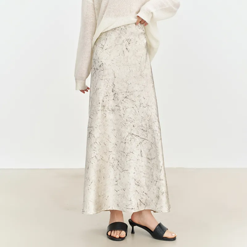 ERIRI Casual Long Skirt Women's Apricot-3