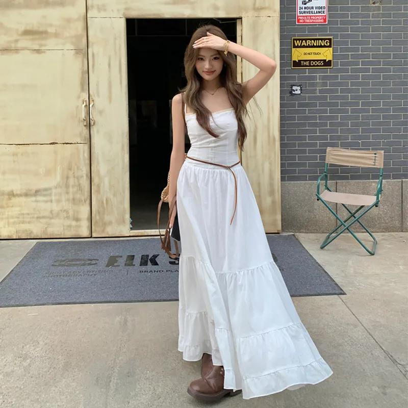 ERIRI Slip Dresses Women's White-4