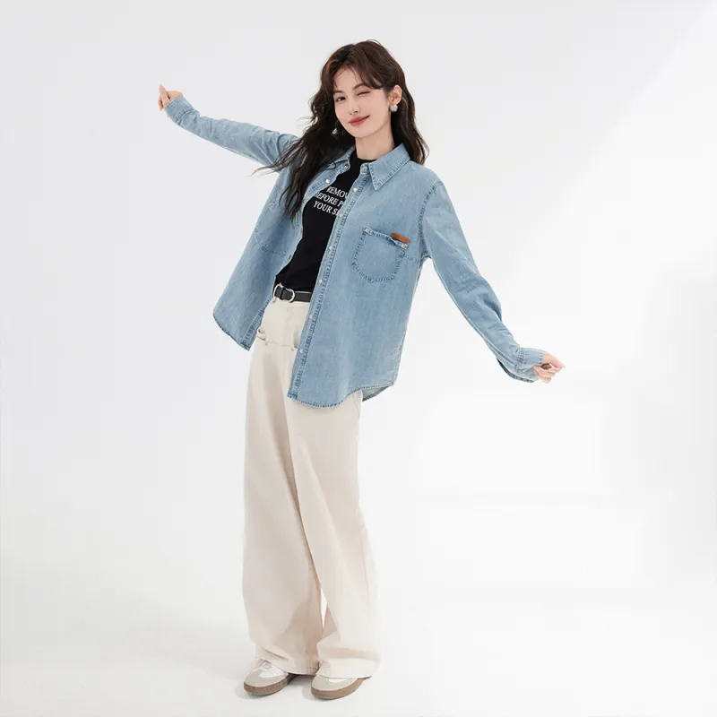 ERIRI Shirts Women's Denim Blue-2