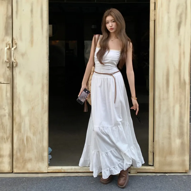 ERIRI Slip Dresses Women's White-2