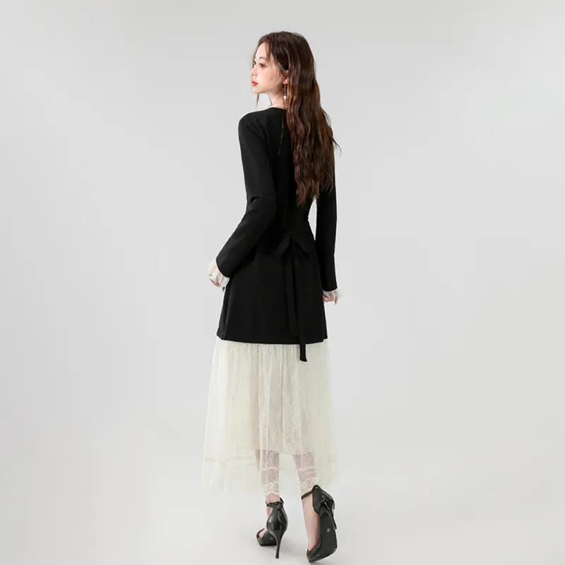 ERIRI Long Sleeved Dress Women's Black-3