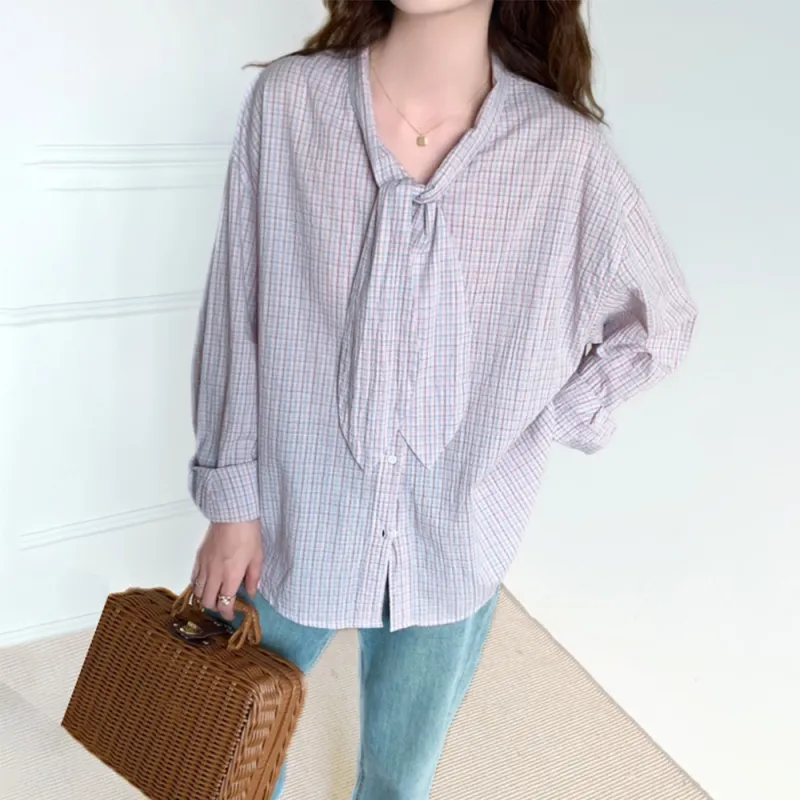 ERIRI Shirts Women's Pink Plaid-2