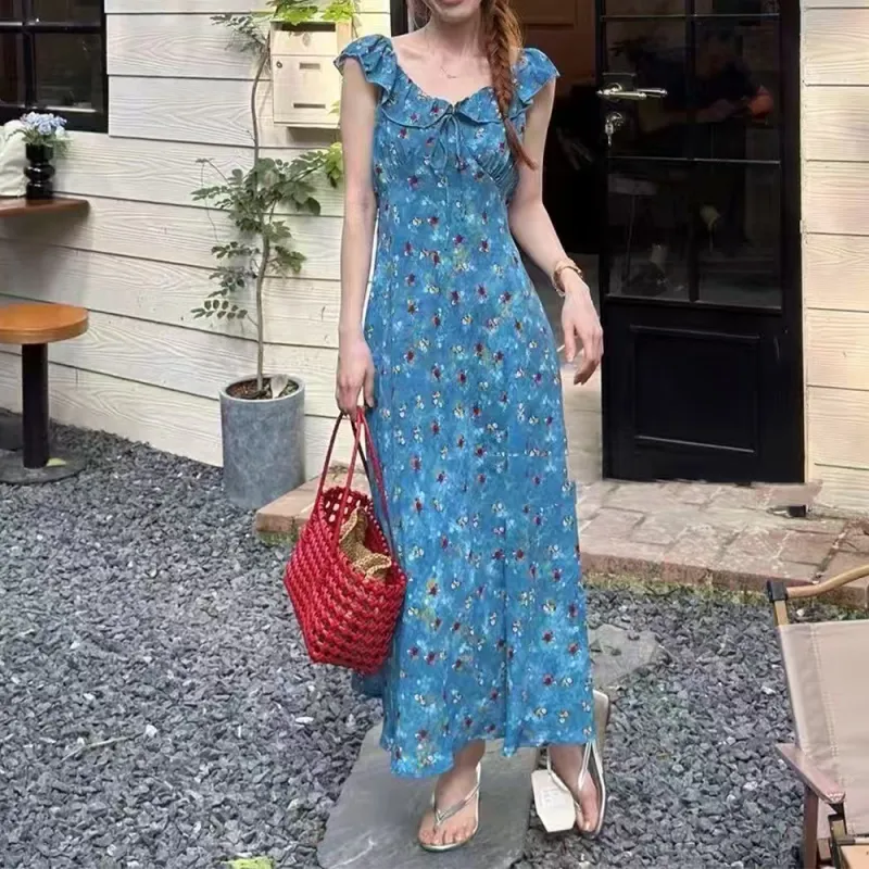 ERIRI Sleeveless Dresses Women's Blue-2