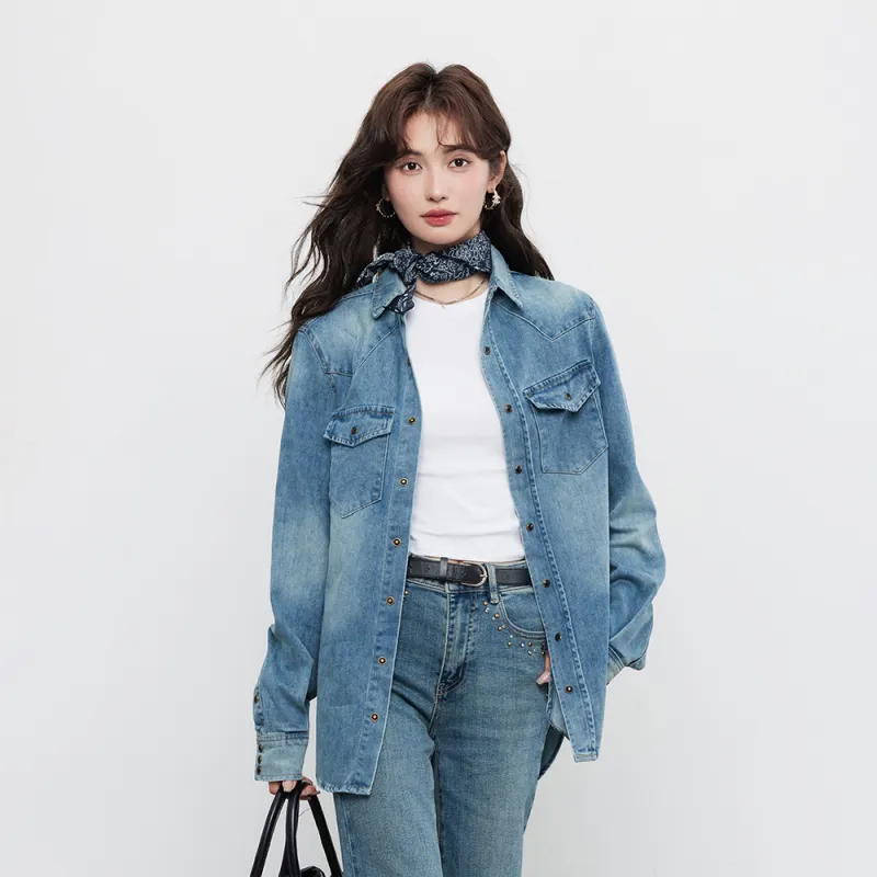ERIRI Shirts Women's Denim Blue-1