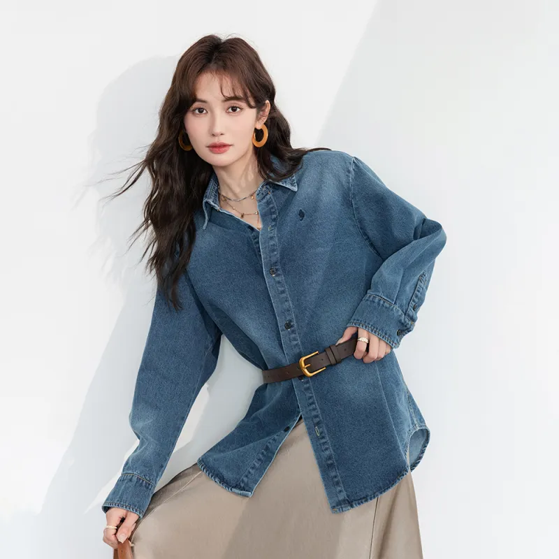 ERIRI Shirts Women's Denim Blue-1