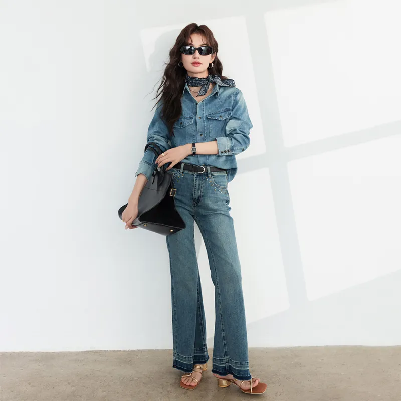 ERIRI Shirts Women's Denim Blue-2