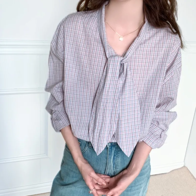 ERIRI Shirts Women's Pink Plaid-1