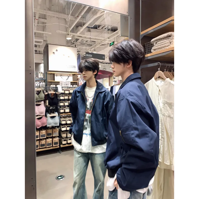 TESTUNG Jackets & Coats Unisex Navy Blue Classic Tone-8