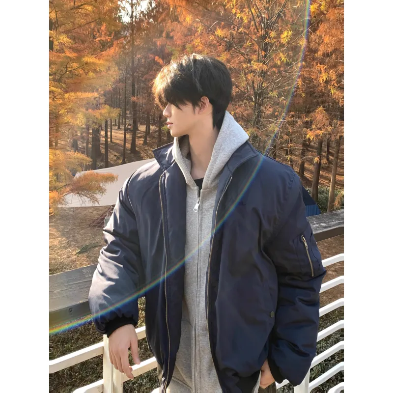 TESTUNG Jackets & Coats Unisex Navy Blue Classic Tone-7