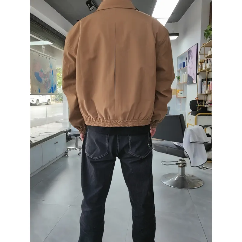 Trendy Unlined Jacket Single Item Unisex Khaki Color-5