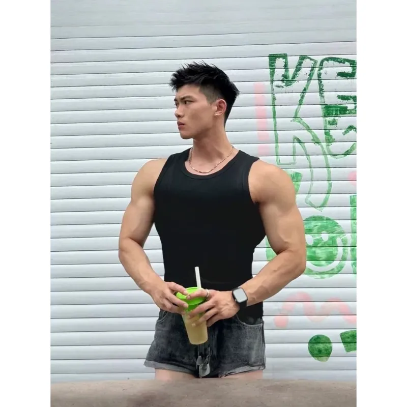 TESTUNG Fashion Minimalist Style Sleeveless Sports Shirt Unisex-2