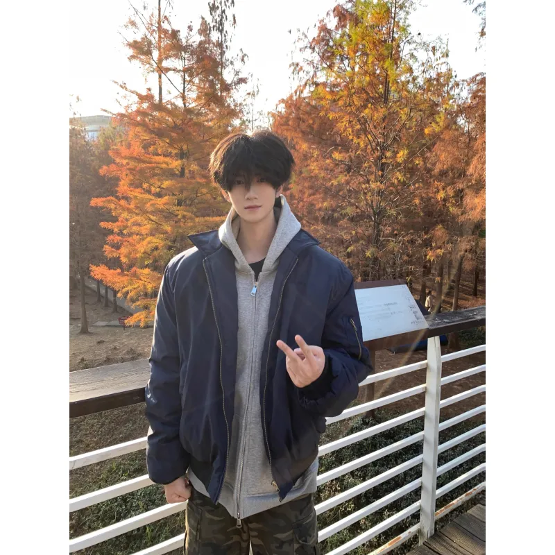 TESTUNG Jackets & Coats Unisex Navy Blue Classic Tone-6
