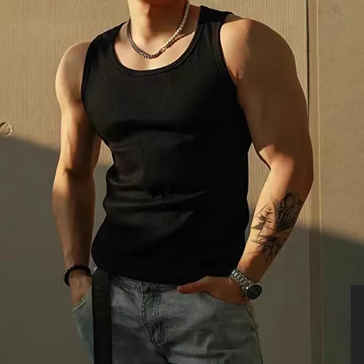 TESTUNG Fashion Minimalist Style Sleeveless Sports Shirt Unisex-4