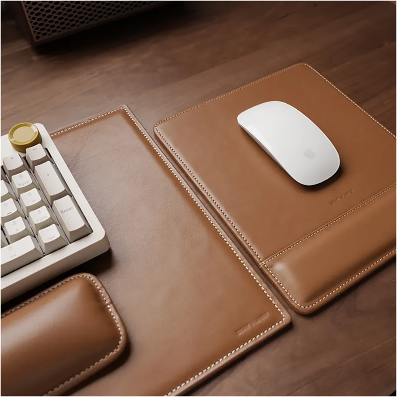 TALLYWOOD Genuine Leather Thickened Table Set All Mouse Pad With Keyboard Rest And Wrist Rest-33