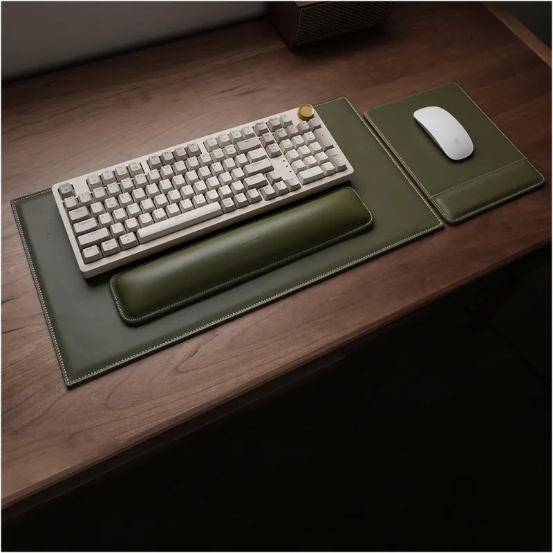 TALLYWOOD Genuine Leather Thickened Table Set All Mouse Pad With Keyboard Rest And Wrist Rest-2