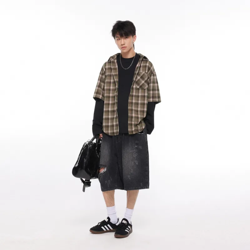 LOOKUN Denim Shorts Unisex Black-2
