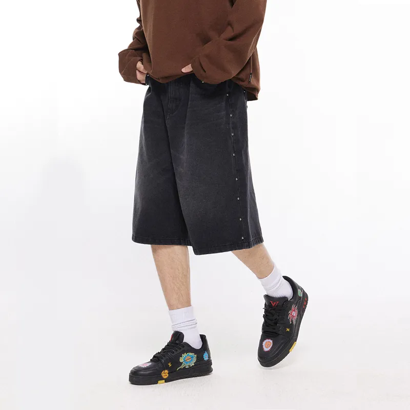 LOOKUN Denim Shorts Unisex Black-2