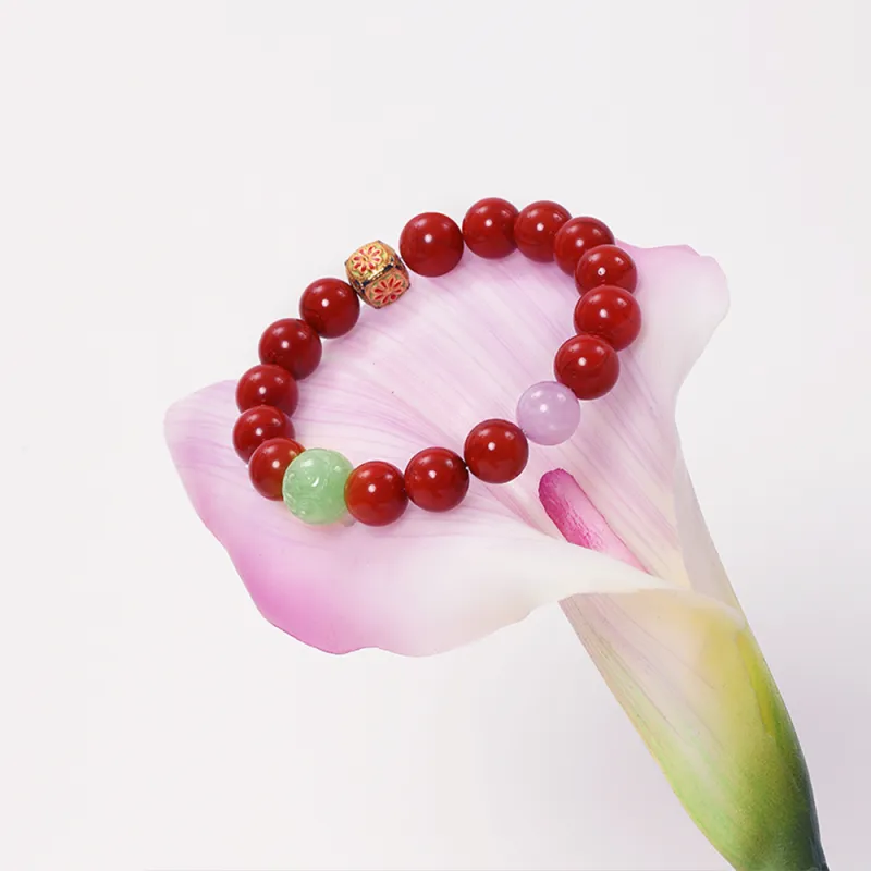 RIXIANGWAN South Red Agate Bracelets Unisex-1