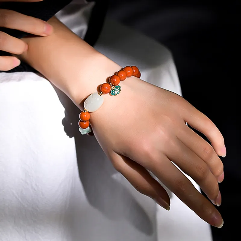 RIXIANGWAN South Red Agate Bracelets Unisex-3
