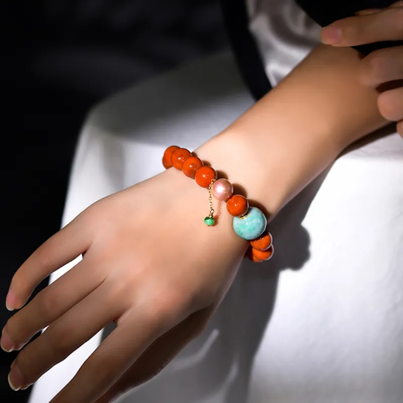 RIXIANGWAN South Red Agate Fine Jade Bracelets Unisex-2