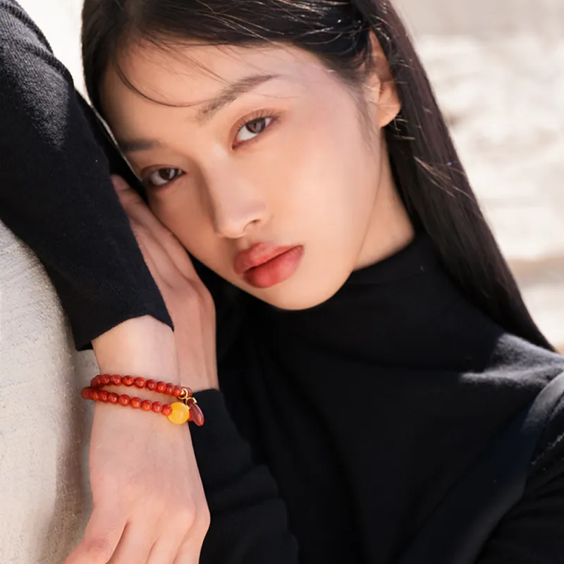 RIXIANGWAN South Red Agate Bracelets Unisex-3