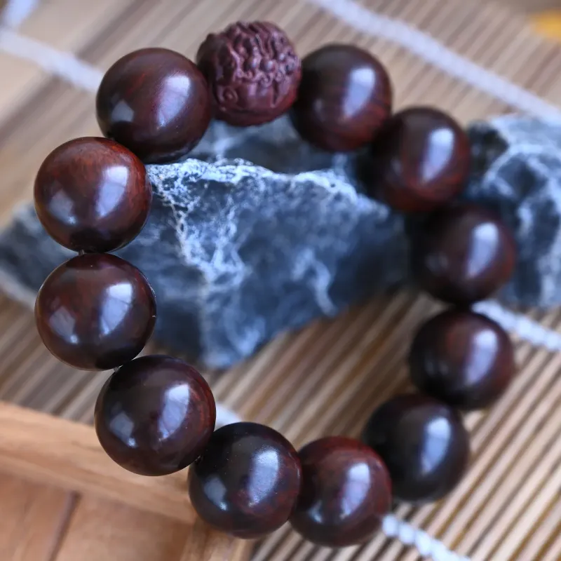 RIXIANGWAN Pterocarpus Wooden Bracelets Unisex-3