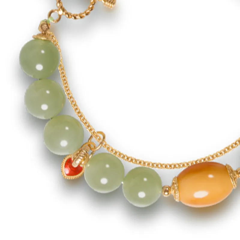 RIXIANGWAN Bracelets Pale Greenish White Jade Unisex-2