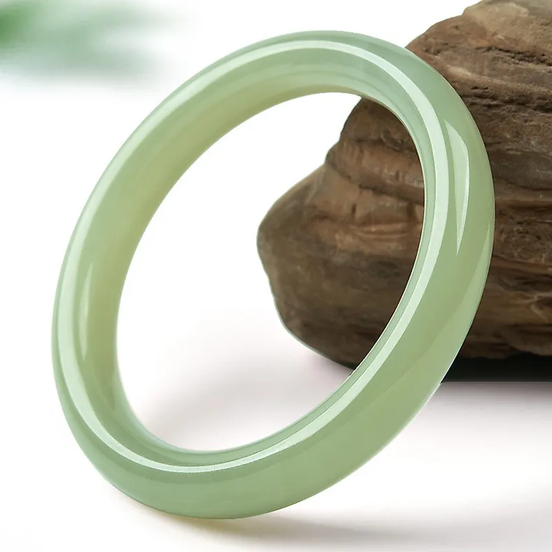 RIXIANGWAN Hetian Jade Bangles Green Jade Women's-4
