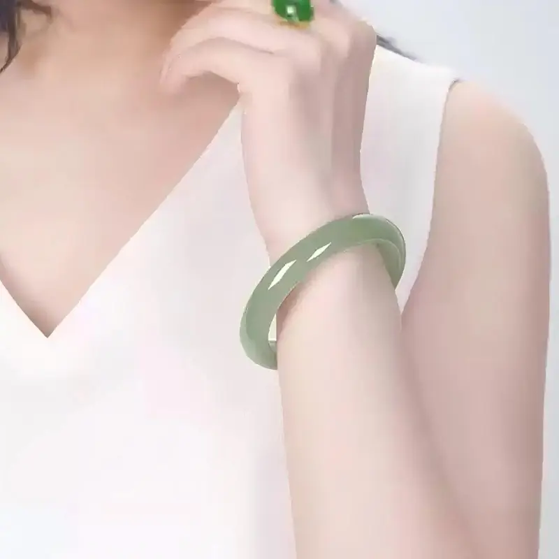 RIXIANGWAN Hetian Jade Bangles Green Jade Women's-1