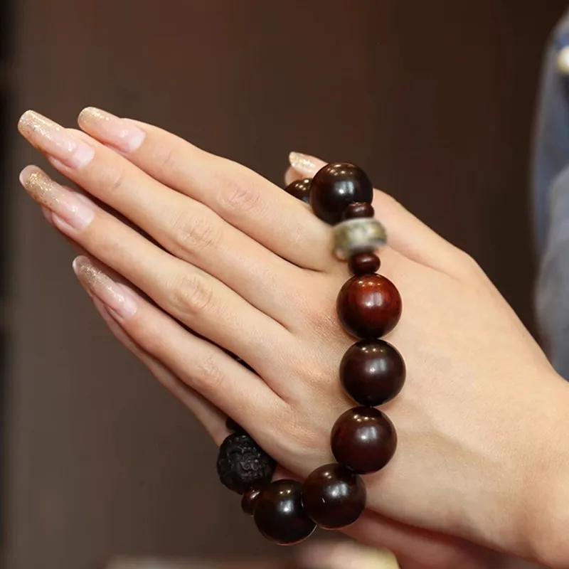 RIXIANGWAN Rosewood Bead Chain Unisex-1