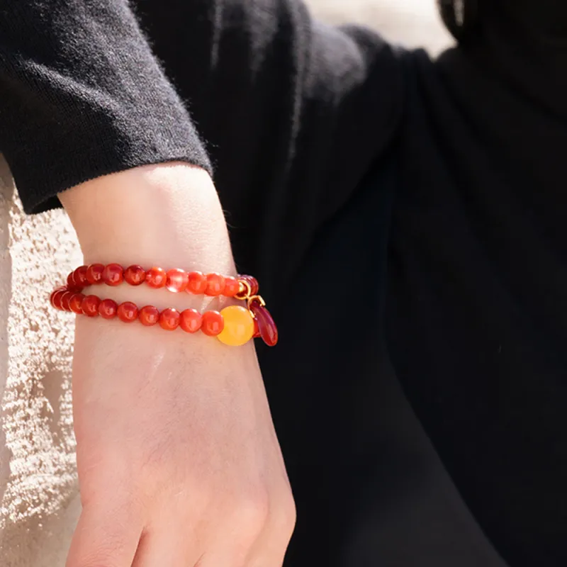RIXIANGWAN South Red Agate Bracelets Unisex-2